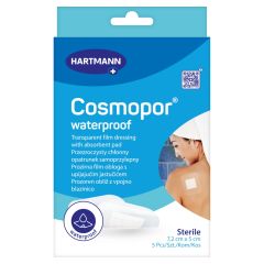 Cosmopor Waterproof, samoprzylepny opatrunek jałowy, 7,2 x 5 cm, 5 szt.