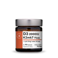 Witamina D3 2000 IU + K2 + Cynk + Selen, tabletki, 90 szt.