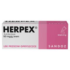 Herpex, 50 mg/g, krem, 2 g (tuba)