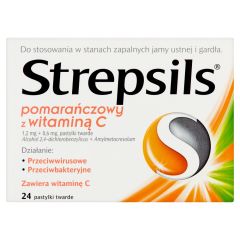 Strepsils pomarańczowy z witaminą C, pastylki twarde, 24 szt.