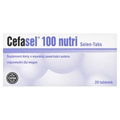 Cefasel nutri 100 Selen-Tabs, Suplement diety o wysokiej zawartości selenu 5,7 g, tabletki, 20 szt.