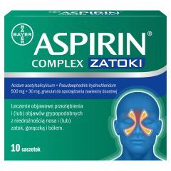 Aspirin Complex Zatoki, 500 mg + 30 mg, granulat w saszetkach, 10 szt.