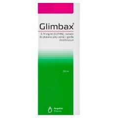 Glimbax, 0,74 mg/ml (0,074%), roztwór do płukania jamy ustnej i gardła, 200 ml płynu