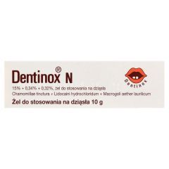 Dentinox N, 15% + 0,34% + 0,32%, żel do stosowania na dziąsła, 10 g