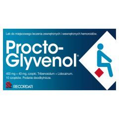 Procto-Glyvenol, 400 mg + 40 mg, czopki doodbytnicze, 10 szt.