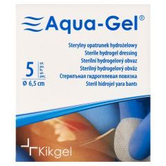 Aqua-Gel, opatrunek hydrożelowy, średnica 6,5 cm, 5 szt.