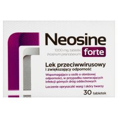 Neosine forte, 1000 mg, tabletki, Opakowanie leku to 30 tabletek w tekturowym pudełku.