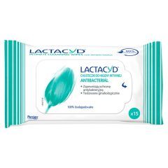 Lactacyd Antibacterial, chusteczki do higieny intymnej, 15 szt