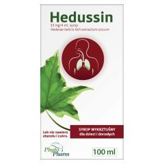Hedussin, Hederae helicis folii extractum siccum, 33 mg/4 ml, syrop, 100 ml syropu w jednej butelce.