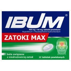 Ibum Zatoki Max, 400 mg + 60 mg, tabletki powlekane, 12 szt.