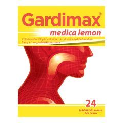 Gardimax medica lemon, 5 mg+1 mg, tabletki do ssania bez cukru, 24 szt.