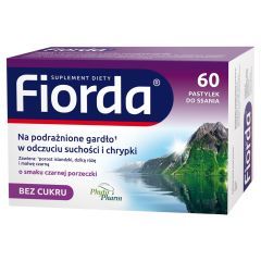 Fiorda, pastylki do ssania o smaku czarnej porzeczki, 60 szt.