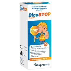 Dicostop, płyn doustny, 10 saszetek po 15 g