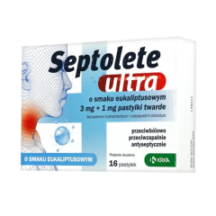Septolete Ultra o sm.cytr,miodu,3mg+1mg,pastyl.tw,16szt