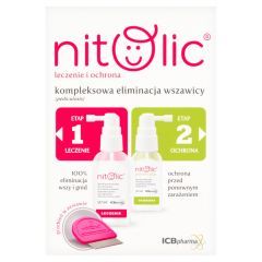 Pipi Nitolic, zestaw, leczenie i ochrona przeciw wszawicy 50 ml + 30 ml + grzebień