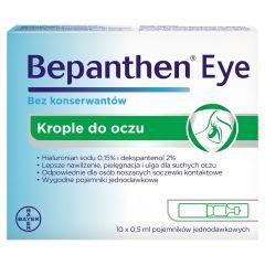 Bepanthen Eye, krople do oczu, pojemniki jednodawkowe, 0,5 ml, 10 szt.