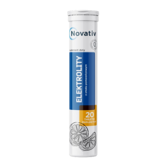Novativ Elektrolity, tabletki musujące o smaku pomarańczowym, 20 sztuk