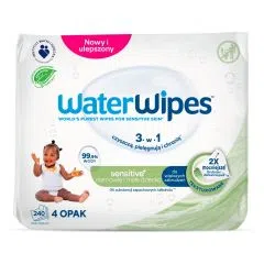WaterWipes, chusteczki nasączone wodą i wyciągiem z orzechów mydlanych, 240 szt. (4x60)