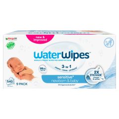 WaterWipes, chusteczki nasączone czystą wodą, 540 szt. (9x60)
