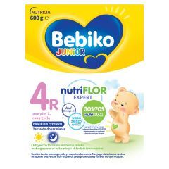 Bebiko Junior 4R NUTRIflor Expert, odżywcza formuła na bazie mleka z kleikiem ryżowym, powyżej 2. roku życia, proszek, 600 g