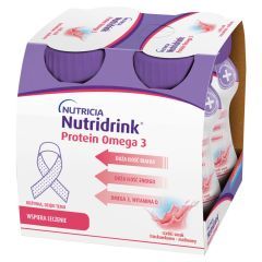 Nutridrink Protein Omega 3, płyn rześki smak truskawkowo-malinowy, 4 x 125 ml