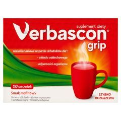 Verbascon Grip, prosz.d/rozp.,sm.malinowy, 10sasz.