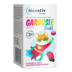 Novativ kids Gardusie, lizaki o smaku malinowo-porzeczkowym, 8 sztuk