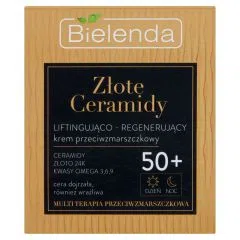 Bielenda Złote Ceramidy 50+, Liftingująco-regenerujący krem przeciwzmarszczkowy na dzień noc, 50 ml