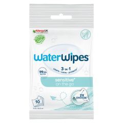 WaterWipes™ BIO OnTheGo chusteczki nawilżane, szybkie odświeżenie dla każdego, 10 sztuk