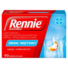 RENNIE ANTACIDUM, 680 mg + 80 mg, tabletki do ssania, 60 szt.