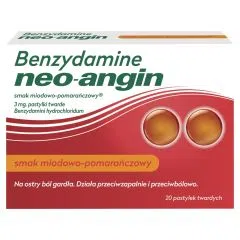 Benzydamine neo-angin, 3 mg, smak miodowo-pomarańczowy, 20 pastylek