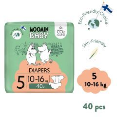 Moomin Baby 5 Maxi 10–16 kg, eko pieluszki, 40 szt.