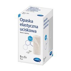 Opaska elastyczna uciskowa tkana z zapinką, 8 cm x 5 m, 1 szt.