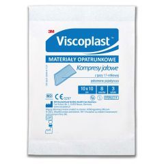 Viscoplast, jałowe kompresy gazowe z gazy bawełnianej, 17-nitkowe, 8 warstw, 10 cm x 10 cm, 3 szt.