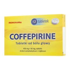 Coffepirine Tabletki od bólu głowy, 450mg + 50mg, tabletki, 12 szt.