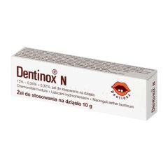 Dentinox N, 15% + 0,34% + 0,32%, żel do stosowania na dziąsła, 10 g