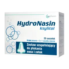 Hydronasin Ksylitol, zestaw uzupełniający do płukania nosa i zatok, 20 saszetek