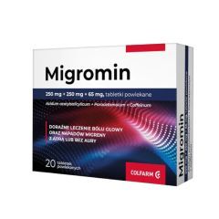 Migromin, 250 mg + 250 mg + 65 mg, tabl.powl., 20 szt