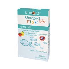 Norsan, Omega-3 Fisk z naturalnym olejem rybnym, żelki, 45 szt