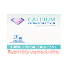 Calcium Krystalicznie Czyste, proszek, 100% hipoalergiczne, proszek w saszetkach, 20 szt.