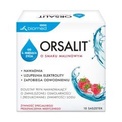 Orsalit, proszek o smaku malinowym, 10 saszetek