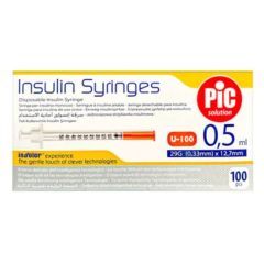 PIC Insulin Syringes,strzyk.insul,jednoraz,0,5ml,31Gx8mmx100
