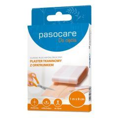 Pasocare Classic Plus, plaster tkaninowy z opatrunkiem, 1 m x 8 cm, 1 szt.