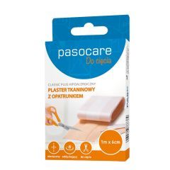 Plaster tkaninowy z opatrunkiem pasocare classic plus hipoalergiczny 1 m x 6 cm