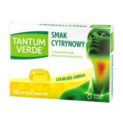 Tantum Verde sm.cytrynowy, 3 mg, pastyl.twarde, 20 szt