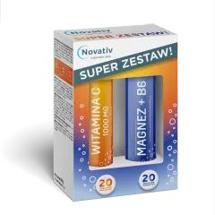  Novativ Dwupak tabletki musujące witamina C/ magnez+B6, 2 x 20 szt.