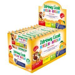 Zdrowy Lizak MniamMniam 12wit2min,b/cukru,pomaran,40szt,disp