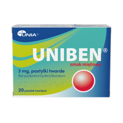 Uniben smak miętowy, 3 mg, pastyl.twarde, 20 szt