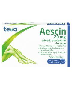 Aescin, 20 mg, tabletki powlekane, 30 szt.