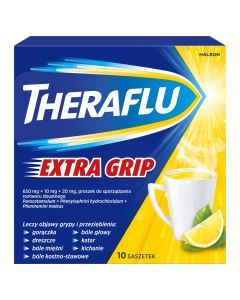 Theraflu ExtraGRIP, 650mg+10mg+20mg, proszek w saszetkach do sporządzania roztworów doustnych, 10 szt.